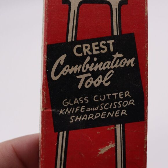 Crest Combination Tool Glass Cutter Knife & Scissor Sharpener Vintage Tool - Picture 1 of 12